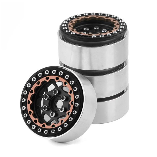 facefd 4Pcs Metal Wheel Hub Car 1.9 Upgrade Rim Accessory RC Crawler Axial Durable Easy to Replace Replacement for SCX10 trx4 RC Red+Blue Black+ Bronze