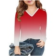 thumbnail image 5 of Piuwrlz Kids Long Sleeve Shirts Girls T-Shirts Printed V-neck V-neck T Shirt Tops Red Size 11 Years, 5 of 8