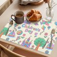 thumbnail image 3 of Children's Day Placemats Set of 8, Cartoon Sun Airplanes Castles Kites Boat Balloon Beige Non-Slip Place Mats Washable Table Mats for Kitchen Dining Table Decorations Indoor/Outdoor, 3 of 9
