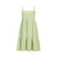 thumbnail image 4 of Vestido de Camisa Cuadrada para las Mujeres A-Línea Correas de Hombro Mini con Borde de Volantes, Vestido de Bolsillo Lateral Casual para Primavera Verano Otoño Diario Y Fiesta, 4 of 8