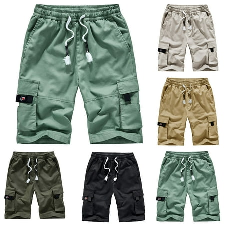 

WANYNG Men s Summer Cotton Loose Five-Point Pants Pants Multi-Pocket Casual Overalls Toddler Boy Gift Pottery Slipper