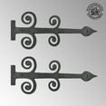 thumbnail image 2 of Renovators Supply Garage Door Decorative Hardware 16" Black Wrought Iron Rust Resistant Spade Styled Rustic Dummy Strap Hinge w/Screws, Pack Of 2, 2 of 4
