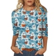 thumbnail image 2 of VKOYWKM Funny Thanksgiving Shirts for Women 3/4 Length Sleeve Womens Tops Halloween Pumpkin Graphic T Shirt Fall Crew Neck Thanksgiving Gift Top, 2 of 5