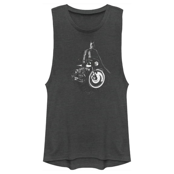 Junior's The Batman Batcycle in the Shadows  Festival Muscle Graphic Tee Charcoal Small