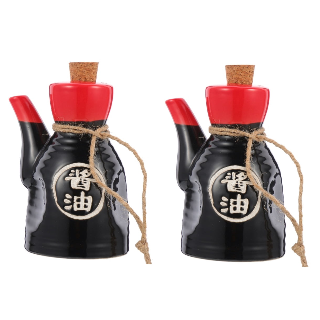 Set of 2 Vinegar Bottle Wine Pour Syrup Spice Bottles Sauce Containers Black