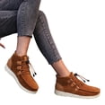 thumbnail image 4 of Women's Casual Winter Warm Walking Shoes, Round Toe Lace Up Fleece Lined Cotton Boots Design with Cushion Sole, Cozy Sneakers for Cold Weather Daily Wear, 4 of 5