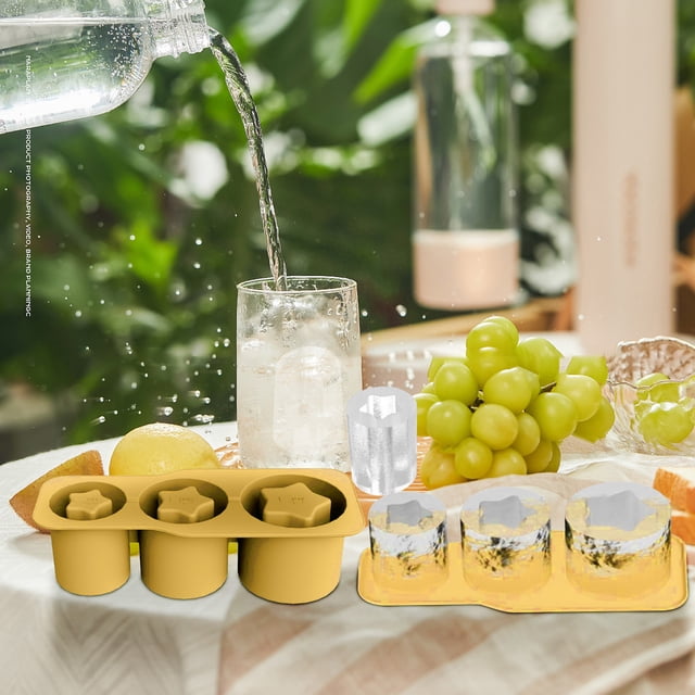 Fiudx Artículos en oferta con ofertas flash Bandeja de hielo reutilizable con tapa para moldes de hielo de 3 cilindros huecos Vasos para tazas para cócteles Bebidas de whisky y café