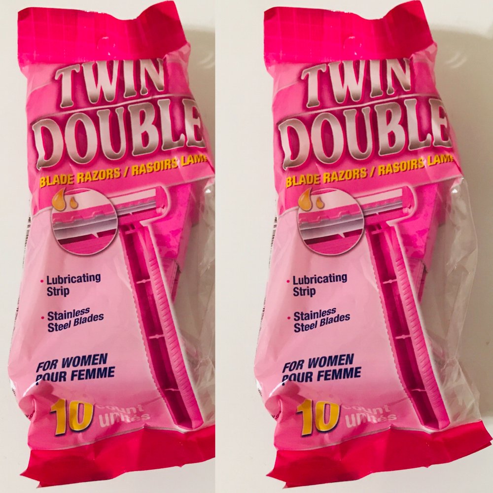 2 Packs Twin Double Blade Disposable Razors with Lubricating Strips,(10ct. Per Packs) Walmart