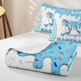 thumbnail image 4 of Homewish Light Blue Drip Bow Baseball Bed Spread Queen, Cute Sport Queen Coverlet Set for Girls and Boys, 3 Pieces, 1 Comforter and 2 Pillowcases, 4 of 7