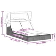 thumbnail image 2 of vidaXL Double Sun Lounger with Canopy and Cushions Grey Poly Rattan, 2 of 5