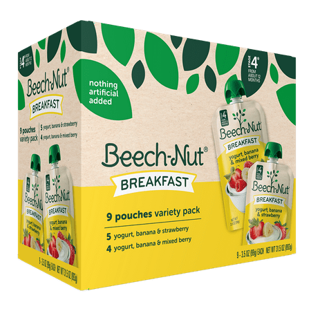 (9 Count) Beech-Nut® Breakfast Baby Food Pouch, Stage 4, Variety Pack, 3.5