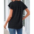 thumbnail image 4 of Women 2023 Summer V Neck Ruffle Short Sleeve Blouse Swiss Dot Flowy Shirt Tunic Top, 4 of 4