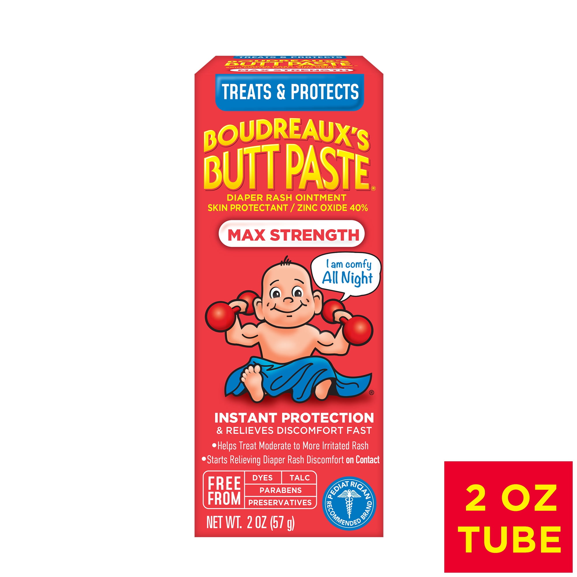 Boudreaux's Butt Paste Maximum Strength, Baby Diaper Rash Cream, Ointment, 2 oz