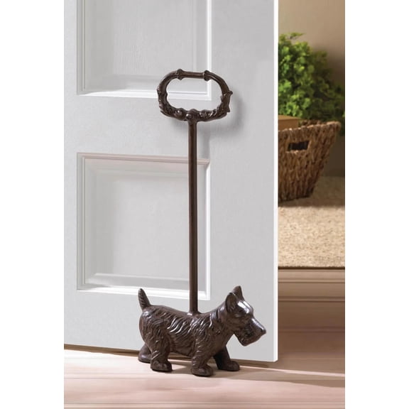 Bronze Cast Iron Doggy Door Stopper With 19 inch Tall Handle