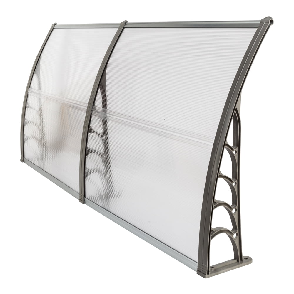 HT-200 x 100 Household Application Door & Window Rain Cover Eaves Canopy Silver & Gray Bracket