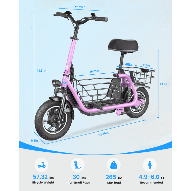 MIHOVER 550W Electric Scooter with Seat for Adult, 12 inch