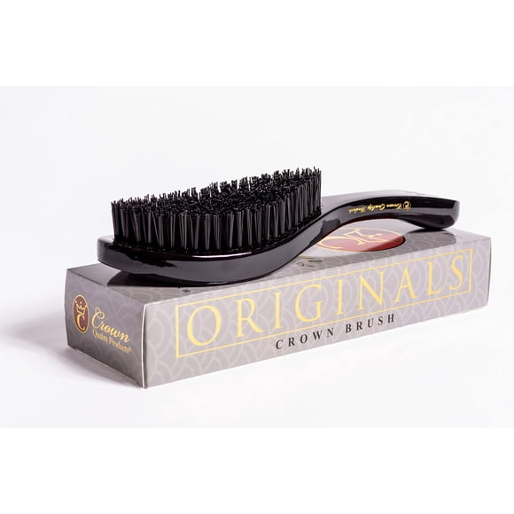Crown Quality Products Original Contour 360 Wave Brush - Cepillo para el cabello con cerdas duras y flexibles (oro negro)
