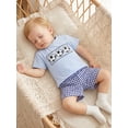 thumbnail image 3 of BemeyourBBs Toddler Baby Boy Football Outfit Baby Boys Summer Clothes 12 18 24 Months 2 3 4 5 Years Soccer Print Short Sleeve T-shirt and Plaid Shorts Set Baby Boy 2 Piece Summer Outfit, 3 of 9