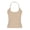 Beige, variant on Women's Impact Halter Tank Top Longline Backless Scoop Neck Built-in Bra Sports Workout Gym Crop Top Beige, Size S-XXL