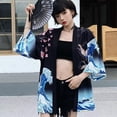 thumbnail image 2 of Men's Kimono Cardigan Jacket Japanese Style Flying Crane Seven Sleeves Open Front Coat, 2 of 7