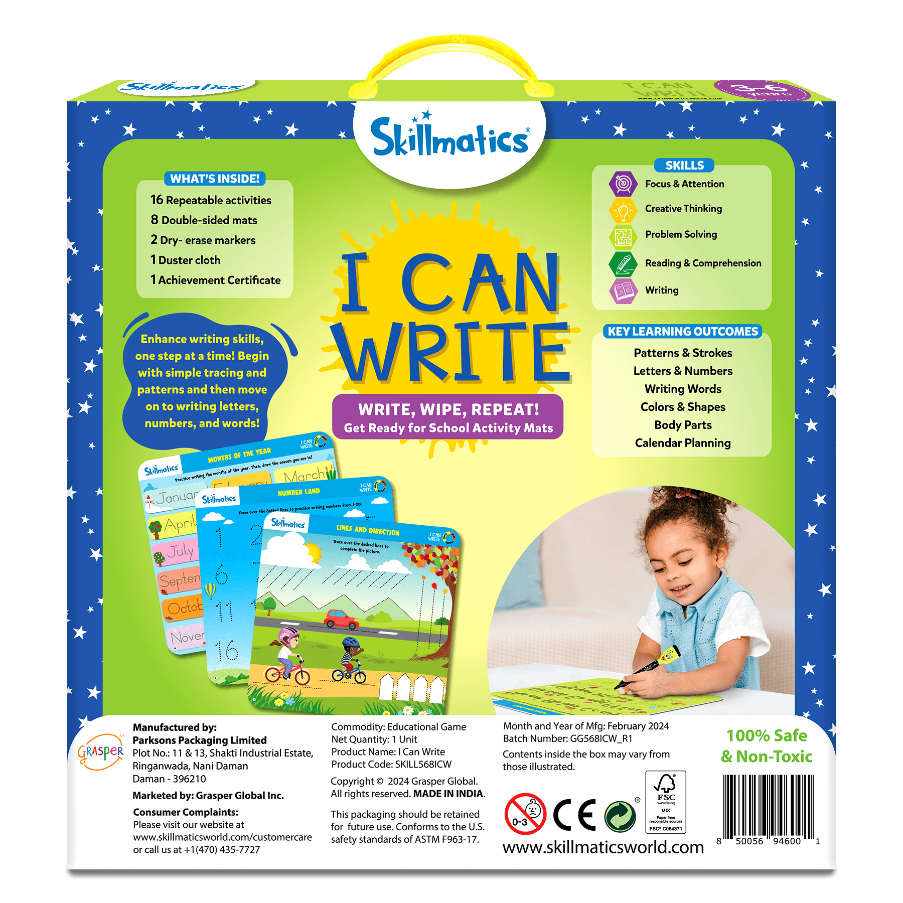 Skillmatics Educational Toy - I Can Write, Preschool & Kindergarten Learning Activity for Toddlers Ages 3+, Skill Drill Flash Cards, Product Height 10.8 in