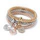 thumbnail image 1 of Alloy Three Colour Elastic Popcorn Chain Bracelet Set with Crystal Heart Pendants for Women, 1 of 5