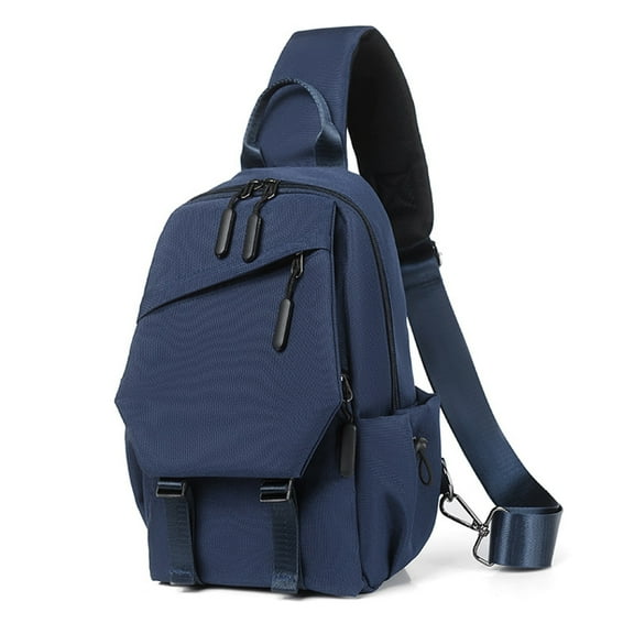 Sling Backpack, Canvas Crossbody Hiking Daypack Bag with Anti-theft Pocket-blue