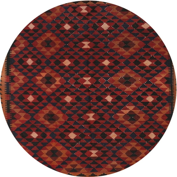 Ahgly Company Machine Washable Indoor Round Contemporary Tomato Red Area Rugs, 3' Round