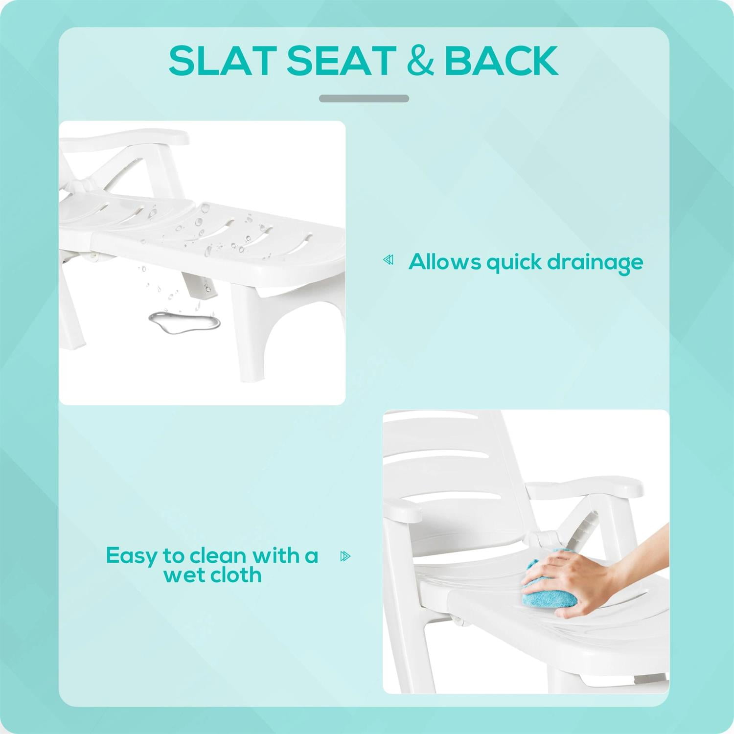 Demi Bonn Patio Outdoor Chaise Lounges, 5 Level Adjustable Backrest Lounge Chair with Wheels, Folding Tanning Chair for Pool, Beach, Patio, Garden, White