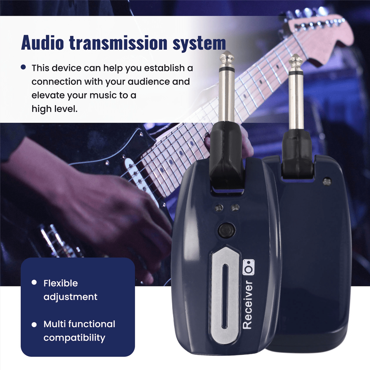 Guitar Wireless System USB Rechargeable Wireless Guitar Transmitter Receiver Electric Guitar Bass Wireless System,A