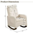 thumbnail image 2 of Fauteuil Berçant Rembourré Fauteuil d'Appoint, Fauteuil d'Allaitement Confortable, Fauteuils Berçants pour Nurserie en Tissu Teddy avec Dossier Haut, Pochette Latérale et Pieds en Bois de Caoutchouc, pour Salon, 2 of 7