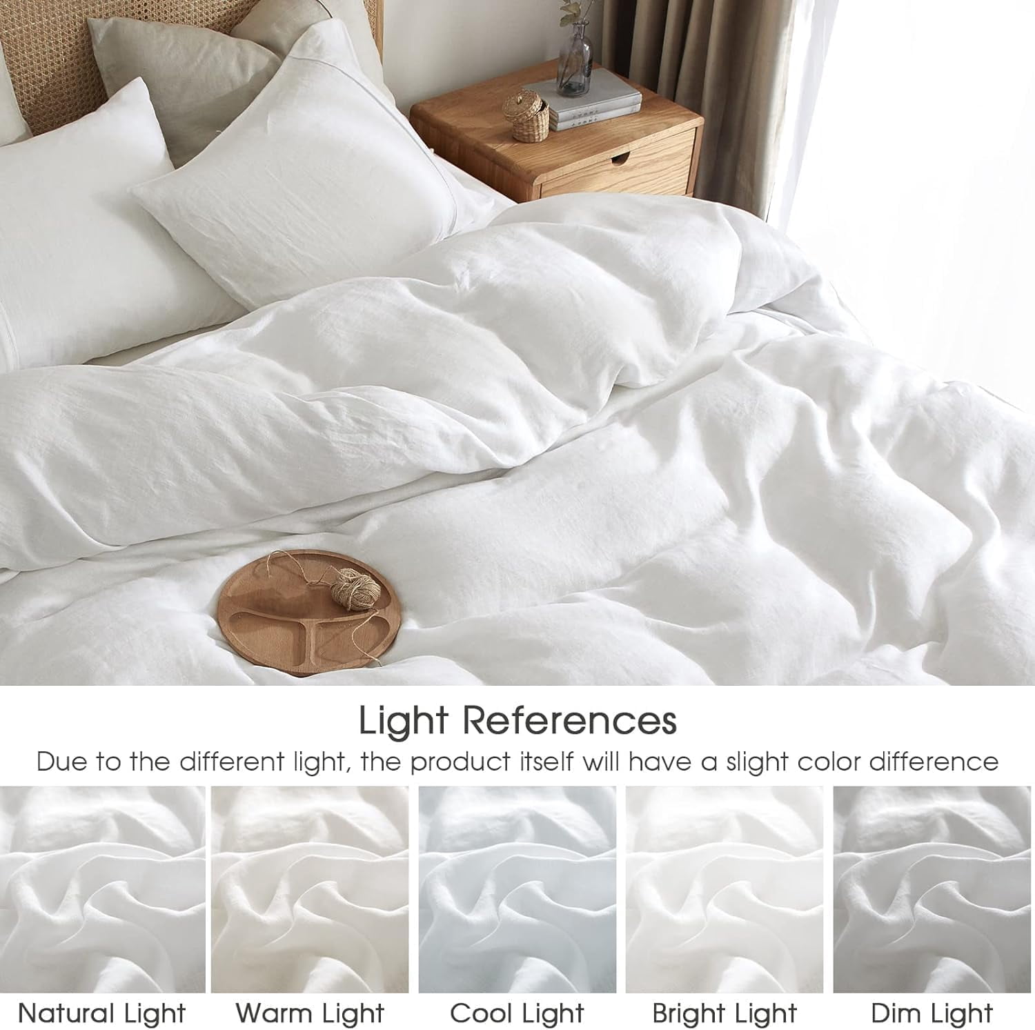 NAYOROOM 100% Organic Cotton Duvet Cover Full Size, 3 Pieces Double Layer Cotton Gauze Bed Set Duvet Cover,Pearl White