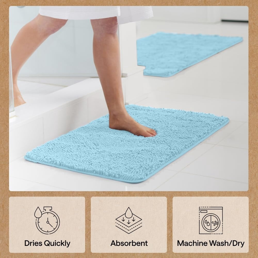 Bath Rug Mat, Thick Soft Absorbent Chenille, Quick Dry Microfiber Mats, Rubber Backing Washable Shower Floor Rugs, US Designed Bathroom Halloween Home Decor Accessories