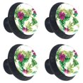 thumbnail image 2 of 4 Pcs Tropical Plants Flowers Knobs for Kitchen Cabinet Cupboard Dresser Bookcase Drawer Pulls Handles Round Home Decor, 2 of 8