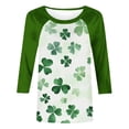 thumbnail image 6 of Craaazy Women's St Patricks Day Sweatshirts Comfy Clover 3/4 Sleeve Crew Neck Shirts Gifts, 6 of 7