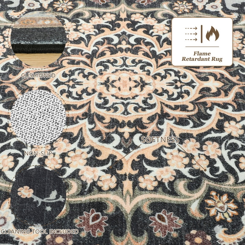 TWINNIS 6'x9'Area Rug Non-Slip Indoor Carpet Soft Rug for Living Room,Black