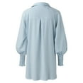 thumbnail image 4 of vigerkar Women's Striped Button Down Shirts Long Sleeve Smocked Oversized Boyfriend Blouses Collared Business Work Tops Light Blue, XXL, 4 of 5