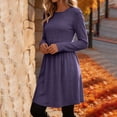 thumbnail image 4 of Ashirexll Casual Dresses for Women Winter Casual Pullover Long Sleeve Round Neck Solid Color Dress with Pockets, 4 of 6