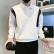 thumbnail image 3 of Jersey de invierno de gran tamaño para hombre, polos de gran tamaño, sudaderas formales de negocios coreanas de otoño para hombre con cuello elástico Emo Y2k, 3 of 5