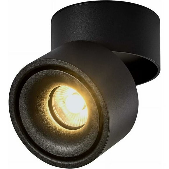 Sleek LED Ceiling Spotlight, 360°Adjustable COB Lighting with Foldable Design for Warm White Atmosphere in Minimalist Spaces (Black)