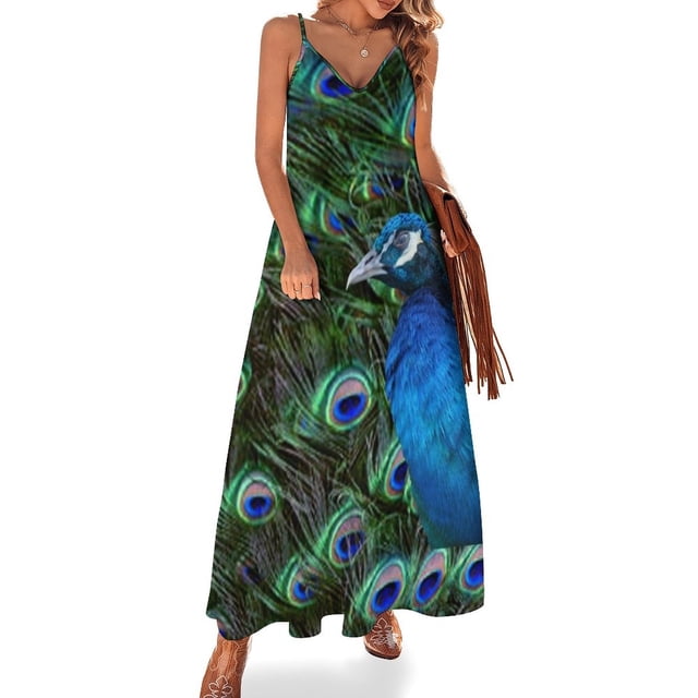 Vestido sin mangas de pavo real y plumas, vestidos de mujer para ocasiones especiales, vestido largo de mujer, vestido de lujo