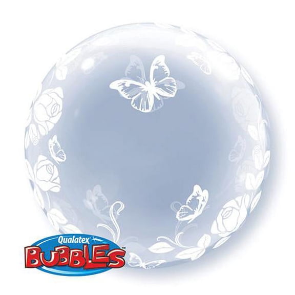 LOONBALLOON Birthday Bugs-Butterflies Balloons, 24″ DECO BUBBLE - ELEGANT ROSES & BUTTERFLIES