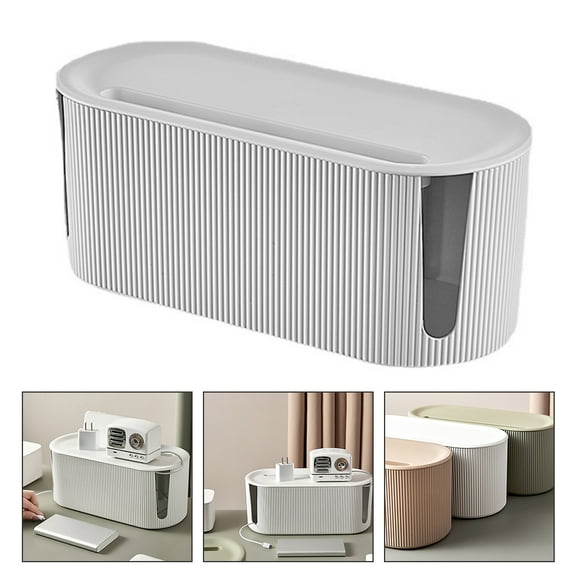 FRCOLOR  Power Strip Storage Box Cover Protector Cable Case Cord White