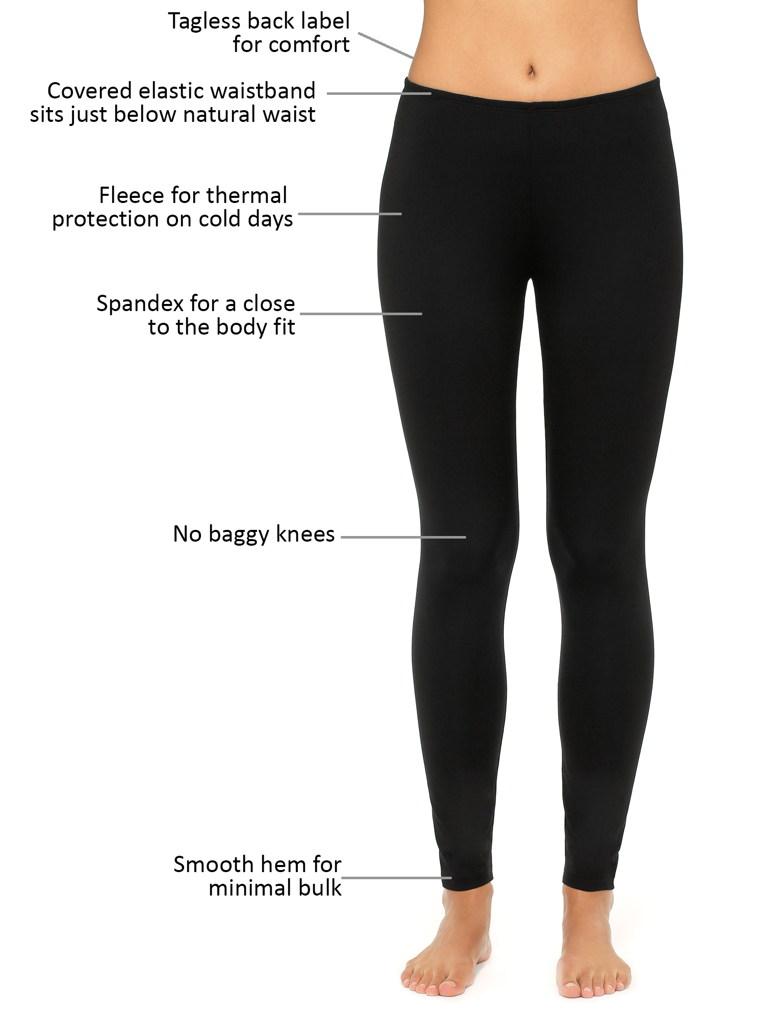ClimateRight by Cuddl Duds Women's Stretch Fleece Base Layer Natural Rise Thermal Leggings - image 3 of 7