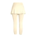 thumbnail image 4 of Huowey Women High Waist Capri Skort Stretch Solid Skirted Leggings Wide Elastic Waistband Breathable Athletic Bottoms For Tennis Yoga Workout Walking Casual Summer Pants,Beige,XL, 4 of 7