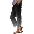 thumbnail image 2 of Sentmoon Work Pants Solid Color High Elastic Waist Wide Leg Pants Woman Oversized Relaxed Fit Button Casual Summer Linen Pants Women The Holiday for Travel and Vacation M, 2 of 7