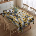 thumbnail image 2 of Black White Checker Sunflower Pattern Rectangle Tablecloth 60"x84",Waterproof Polyester Rectangle Table Cloth, Wipeable Spillproof Polyester Tablecloth for Dining, Camping, Indoor and Outdoor, 2 of 5