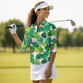thumbnail image 4 of Uorisanigo Palm Leaves Womens Quick Dry Athletic Polo Shirts Size 2XL Versatile Comfortable Women's 3/4 Sleeve Athletic Golf Shirts Fashion Outing Wear Relaxed Pullover for Women, 4 of 7