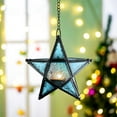 thumbnail image 4 of SPOORYYO Five Pointed Star Windproof Candlestick, Iron Stained Glass Wind Lamp, Retro Candlestick, Holiday Decoration, Home Hanging Decoration, 4 of 6