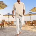 thumbnail image 2 of RUTAYY Men's Outfits Breathable Long Sleeve Solid Color Shirt with Button Pockets Comfortable Pants Yoga Casual Outdoor Wear Relaxed Holiday Clothing Sets, 2 of 6